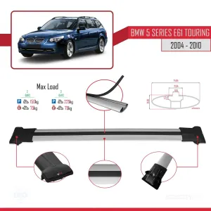 BMW 5 Serisi (E61) TOURING 2004-2010 Arası ile uyumlu FLY Model Ara Atkı Tavan Barı GRİ thumb 4