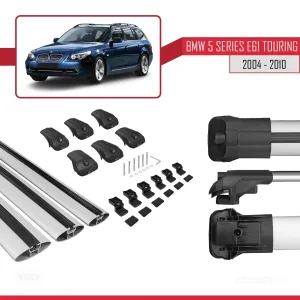 BMW 5 Serisi (E61) TOURING 2004-2010 Arası ile uyumlu ACE-1 Ara Atkı Tavan Barı GRİ 3 ADET BAR thumb 5