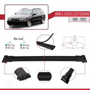 BMW 5 Serisi (E39) TOURING 1995-2003 Arası ile Uyumlu FLY Model Ara Atkı Tavan Barı SİYAH 3 ADET BAR - Görsel 4