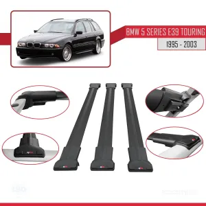 BMW 5 Serisi (E39) TOURING 1995-2003 Arası ile Uyumlu FLY Model Ara Atkı Tavan Barı SİYAH 3 ADET BAR - Görsel 5