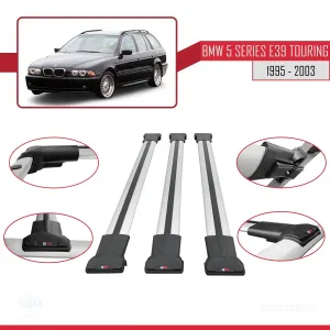 BMW 5 Serisi (E39) TOURING 1995-2003 Arası ile Uyumlu FLY Model Ara Atkı Tavan Barı GRİ 3 ADET BAR - Görsel 5