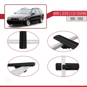 BMW 5 Serisi (E39) TOURING 1995-2003 Arası ile uyumlu Basic Model Ara Atkı Tavan Barı SİYAH 3 ADET - Görsel 4