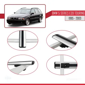 BMW 5 Serisi (E39) TOURING 1995-2003 Arası ile uyumlu Basic Model Ara Atkı Tavan Barı GRİ 3 ADET - Görsel 4
