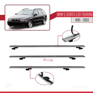 BMW 5 Serisi (E39) TOURING 1995-2003 Arası ile uyumlu Basic Model Ara Atkı Tavan Barı GRİ 3 ADET - Görsel 5