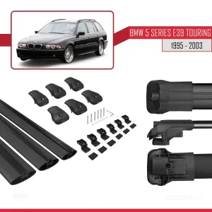 BMW 5 Serisi (E39) TOURING 1995-2003 Arası ile uyumlu ACE-1 Ara Atkı Tavan Barı SİYAH 3 ADET BAR - Görsel 5