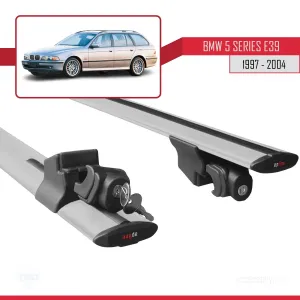 BMW 5 Serisi (E39) 1997-2004 Arası ile uyumlu HOOK Model Anahtar Kilitli Ara Atkı Tavan Barı GRİ thumb 5