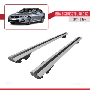 Bmw 5 Series Touring (G31) 2017 ve Sonrası ile uyumlu HOOK Model Anahtar Kilitli Ara Atkı Tavan Barı GRİ thumb 4