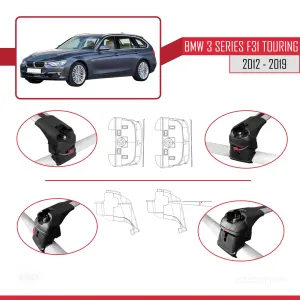 BMW 3 Serisi (F31) TOURING 2012-2019 Arası ile uyumlu ACE-2 Ara Atkı Tavan Barı GRİ - Görsel 5