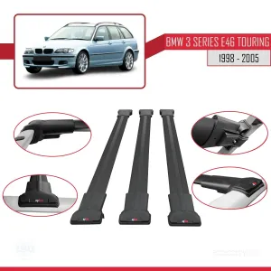 BMW 3 Serisi (E46) TOURING 1998-2005 Arası ile Uyumlu FLY Model Ara Atkı Tavan Barı SİYAH 3 ADET BAR - Görsel 5