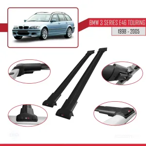 BMW 3 Serisi (E46) TOURING 1998-2005 Arası ile uyumlu FLY Model Ara Atkı Tavan Barı SİYAH - Görsel 5