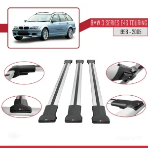 BMW 3 Serisi (E46) TOURING 1998-2005 Arası ile Uyumlu FLY Model Ara Atkı Tavan Barı GRİ 3 ADET BAR - Görsel 5