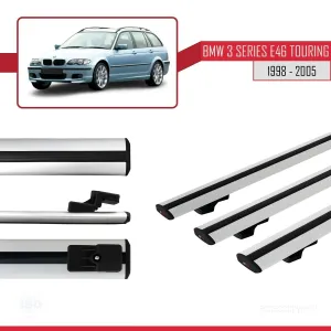 BMW 3 Serisi (E46) TOURING 1998-2005 Arası ile uyumlu Basic Model Ara Atkı Tavan Barı GRİ 3 ADET - Görsel 3