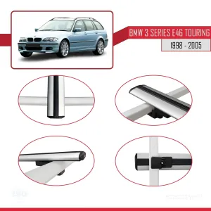 BMW 3 Serisi (E46) TOURING 1998-2005 Arası ile uyumlu Basic Model Ara Atkı Tavan Barı GRİ 3 ADET - Görsel 4