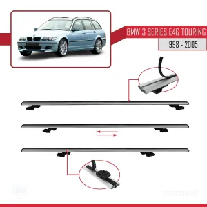 BMW 3 Serisi (E46) TOURING 1998-2005 Arası ile uyumlu Basic Model Ara Atkı Tavan Barı GRİ 3 ADET - Görsel 5