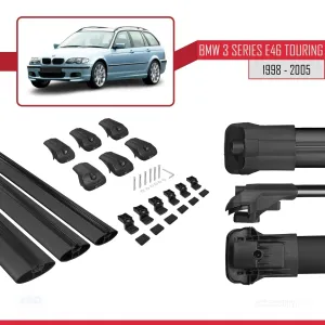 BMW 3 Serisi (E46) TOURING 1998-2005 Arası ile uyumlu ACE-1 Ara Atkı Tavan Barı SİYAH 3 ADET BAR - Görsel 5