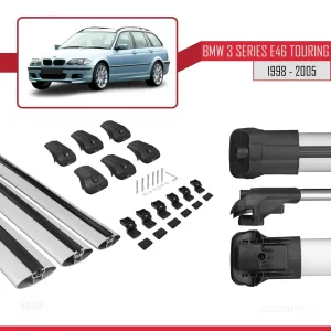 BMW 3 Serisi (E46) TOURING 1998-2005 Arası ile uyumlu ACE-1 Ara Atkı Tavan Barı GRİ 3 ADET BAR - Görsel 5