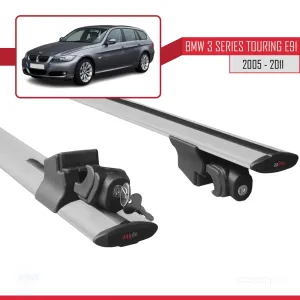 Bmw 3 Series Touring (E91) 2005-2011 Arası ile uyumlu HOOK Model Anahtar Kilitli Ara Atkı Tavan Barı GRİ thumb 5