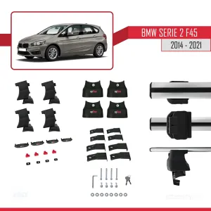 BMW 2 Serisi (F45) Active Tourer 2014-2021 Arası ile uyumlu ACE-4 Ara Atkı Tavan Barı GRİ - Görsel 4