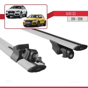 Drs Tuning Audi Q3 2011-2018 Arası ile uyumlu HOOK Model Anahtar Kilitli Ara Atkı Tavan Barı GRİ - Görsel 5