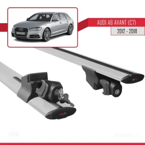 Audi A6 (C7) Avant 2012-2018 Arası ile uyumlu HOOK Model Anahtar Kilitli Ara Atkı Tavan Barı GRİ thumb 5