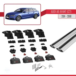 Audi A6 (C7) AVANT 2011-2018 Arası ile uyumlu ACE-2 Ara Atkı Tavan Barı GRİ thumb 5