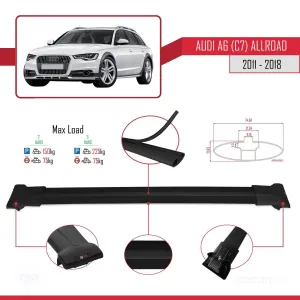 Audi A6 (C7) Allroad 2011-2018 Arası ile uyumlu FLY Model Ara Atkı Tavan Barı SİYAH thumb 4