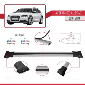 Audi A6 (C7) Allroad 2011-2018 Arası ile uyumlu FLY Model Ara Atkı Tavan Barı GRİ 3 ADET BAR thumb 4
