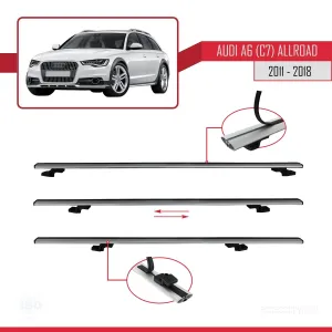 Audi A6 (C7) Allroad 2011-2018 Arası ile uyumlu Basic Model Ara Atkı Tavan Barı GRİ 3 ADET thumb 5