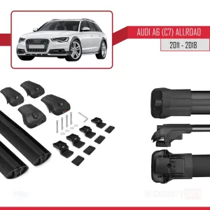 Audi A6 (C7) Allroad 2011-2018 Arası ile uyumlu ACE-1 Ara Atkı Tavan Barı SİYAH thumb 5