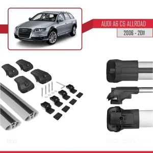 Audi A6 (C6) ALLROAD ESTATE 2006-2011 Arası ile uyumlu ACE-1 Ara Atkı Tavan Barı GRİ thumb 5