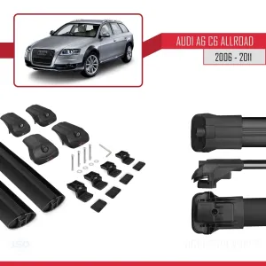 Audi A6 (C6) ALLROAD 2006-2011 Arası ile uyumlu ACE-1 Ara Atkı Tavan Barı SİYAH thumb 5