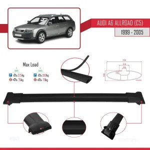 Audi A6 (C5) Allroad 1999-2005 Arası ile Uyumlu FLY Model Ara Atkı Tavan Barı SİYAH 3 ADET BAR thumb 4