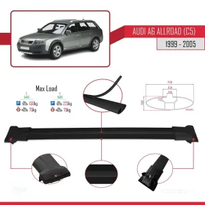 Drs Tuning Audi A6 (C5) Allroad 1999-2005 Arası ile Uyumlu FLY Model Ara Atkı Tavan Barı SİYAH - Görsel 4