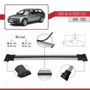 Audi A6 (C5) Allroad 1999-2005 Arası ile Uyumlu FLY Model Ara Atkı Tavan Barı GRİ thumb 4