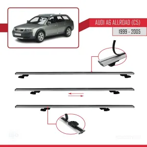 Audi A6 (C5) Allroad 1999-2005 Arası ile uyumlu Basic Model Ara Atkı Tavan Barı GRİ 3 ADET thumb 5