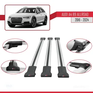 Audi A4 B9 Allroad 2016 ve Sonrası ile Uyumlu FLY Model Ara Atkı Tavan Barı GRİ 3 ADET BAR thumb 5