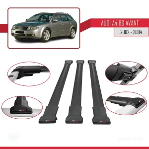 Audi A4 (B6) AVANT 2002-2004 Arası ile Uyumlu FLY Model Ara Atkı Tavan Barı SİYAH 3 ADET BAR thumb 5