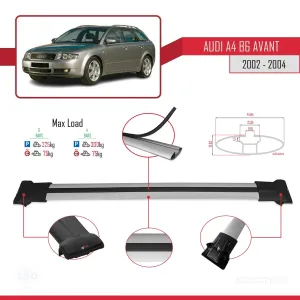 Audi A4 (B6) AVANT 2002-2004 Arası ile Uyumlu FLY Model Ara Atkı Tavan Barı GRİ 3 ADET BAR thumb 4
