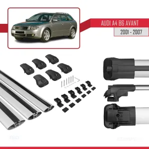 Audi A4 (B6) AVANT 2002-2004 Arası ile uyumlu ACE-1 Ara Atkı Tavan Barı GRİ 3 ADET BAR thumb 5