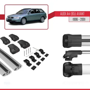 Audi A4 (B5) Avant 1996-2001 Arası ile uyumlu ACE-1 Ara Atkı Tavan Barı GRİ thumb 5