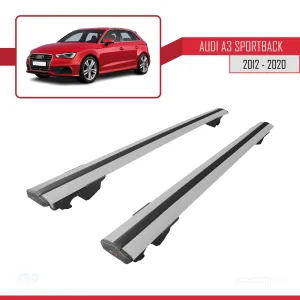 Audi A3 Sportback 2012-2020 Arası ile uyumlu HOOK Model Anahtar Kilitli Ara Atkı Tavan Barı GRİ thumb 4