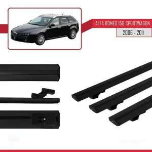 Alfa Romeo 159 SPORTWAGON 2006-2011 Arası ile uyumlu Basic Model Ara Atkı Tavan Barı SİYAH 3 ADET thumb 3