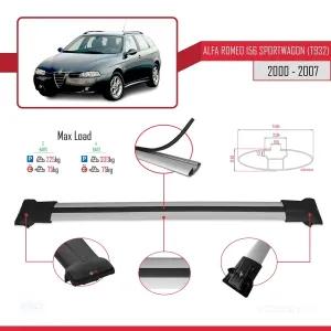 Alfa Romeo 156 Sportwagon (T932) 2000-2007 Arası ile Uyumlu FLY Model Ara Atkı Tavan Barı GRİ 3 ADET BAR thumb 4