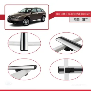 Alfa Romeo 156 Crosswagon (T932) 2000-2007 Arası ile uyumlu Basic Model Ara Atkı Tavan Barı GRİ 3 ADET thumb 4