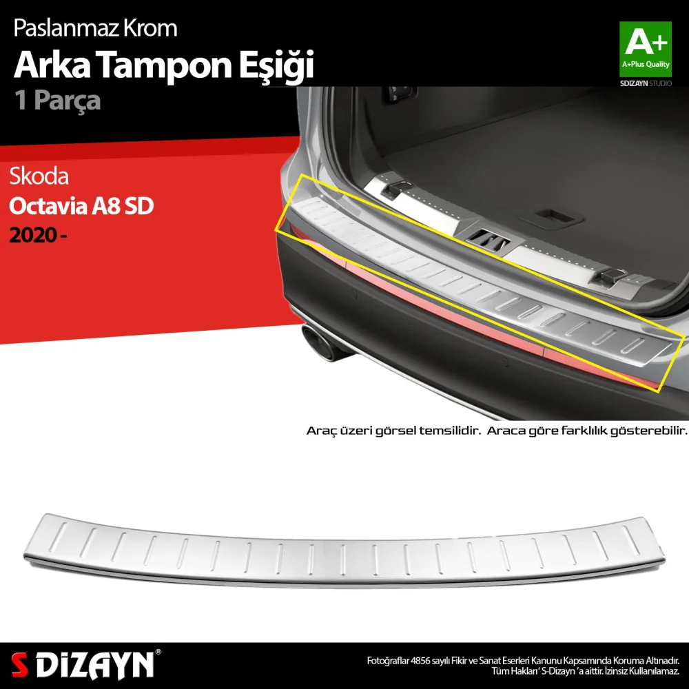 Drs Tuning Skoda Octavia 4 A8 Sedan Krom Arka Tampon Eşiği 2020 Üzeri