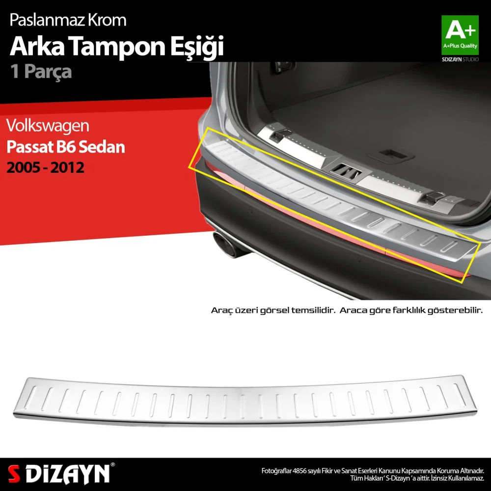Drs Tuning VW Passat B6 Sedan Krom Arka Tampon Eşiği 2005-2012