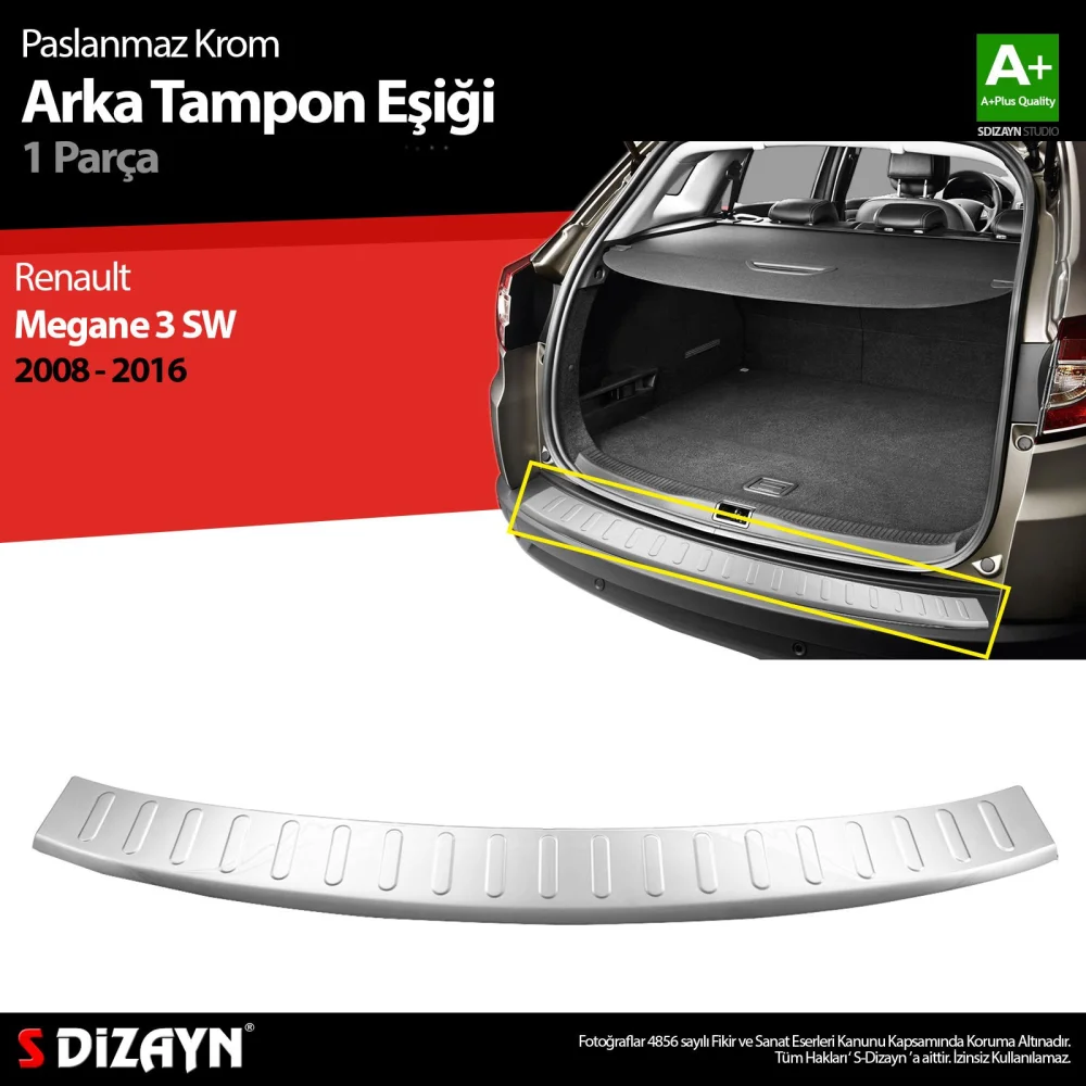 Drs Tuning Renault Megane 3 SW Krom Arka Tampon Eşiği 2008-2016