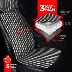 S-Dizayn Oto Koltuk Koruyucu Kılıf Krem Universal 2 Parça Ön A+ Kalite thumb 4