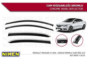 Renault Megane 4 Sd Kromlu Cam Rüzgarlığı 4'lü 2016+ thumb 3