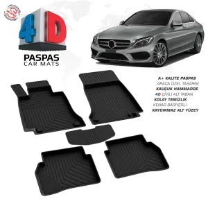 Mercedes C Serisi W205 4D Araca Özel Havuzlu Kauçuk Paspas 2015 ve ÜzeriDRS Tuning kalitesiyle tanışın! Özel olarak Mercedes W205 model araçlar için üretilen bu